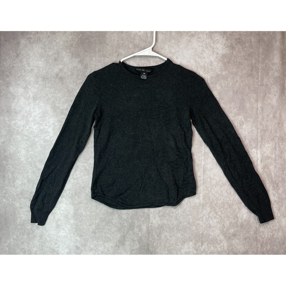 Ralph Lauren Sweater Womens Medium Cashmere Silk Top Black Label Lightweight